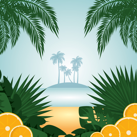 Sommer tropischen Hintergrund Vektor Illustration Grafikdesign Standard-Bild