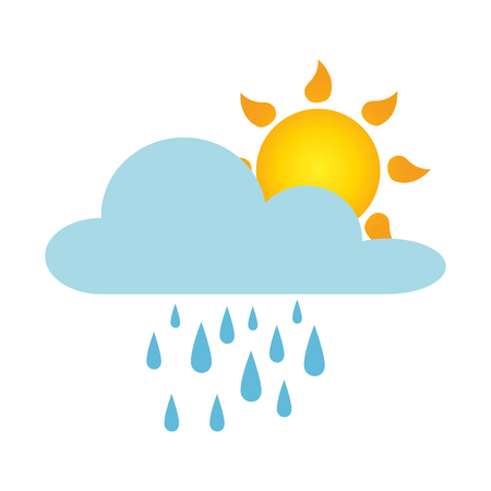 Weather cloud rainy with sun vector illustration design