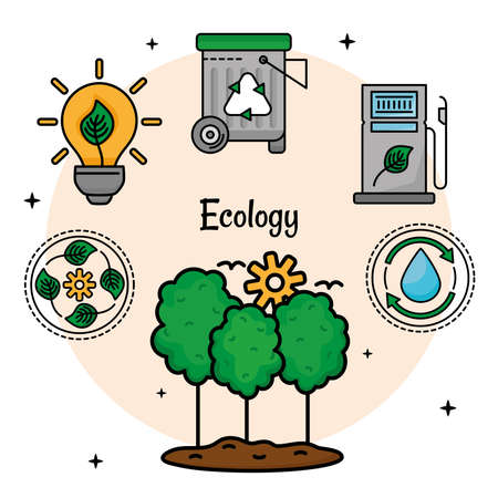 Ecology trees and icons Фото со стока