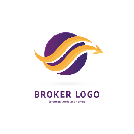 Illustration design of logotype bidding business symbol arrow pictogram