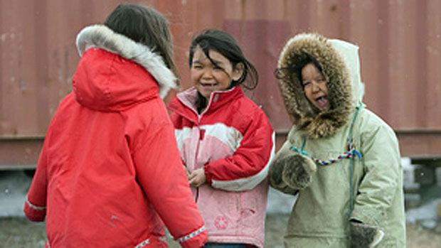 Children play together in Rankin Inlet, Nunavut, where the median age of 25,8 is the lowest in Canada, according to a Statistics Canada report released Wednesday.  