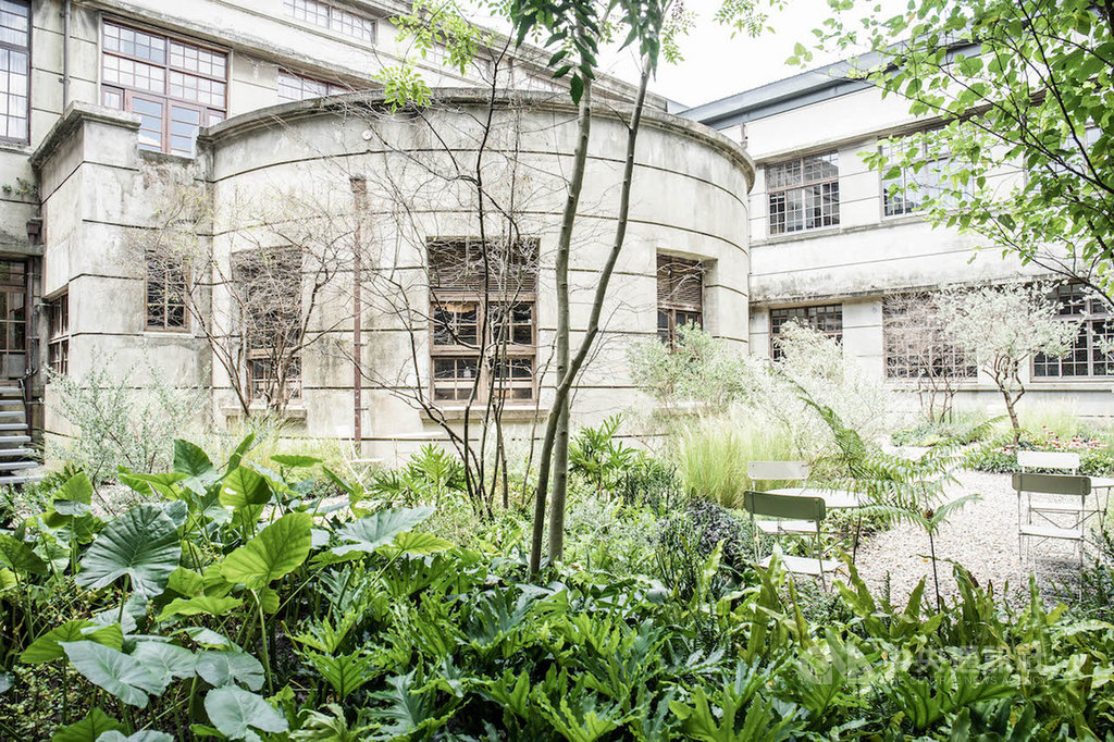 原名為設計圖書館的「不只是圖書館」重新開館，新空間進駐松菸北側澡堂，「BREATH 戶外花園」原為松菸澡堂對外的天井，現成為「不只是圖書館」深呼吸、心靈放鬆的戶外閱讀區。（台灣設計研究院提供）中央社記者鄭景雯傳真  109年7月2日