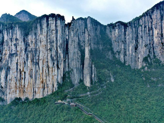 Breathtaking drone view of Enshi Grand Canyon in C China's Hubei