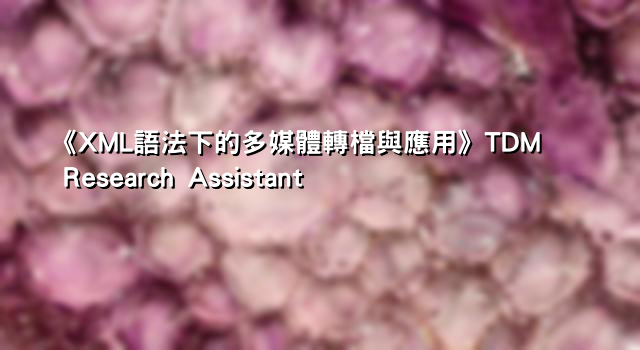 《XML語法下的多媒體轉檔與應用》TDM Research Assistant