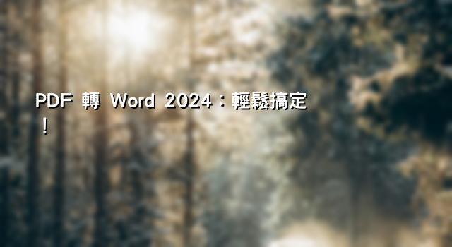 PDF 轉 Word 2024：輕鬆搞定！