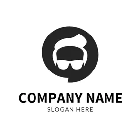 ヒップスターのロゴ Black and White Hipster Icon logo design