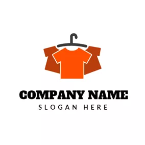 衣類のロゴ Black Coat Hanger and Orange T Shirt logo design