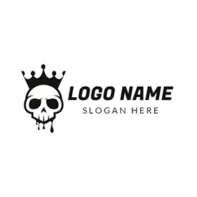 キングロゴ Black Crown and Skull Icon logo design
