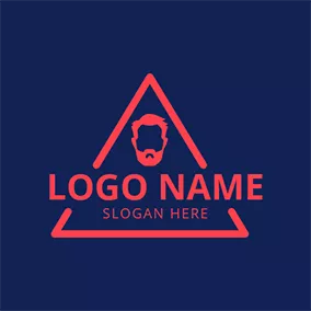 ヒップスターのロゴ Blue and Red Hipster Man logo design