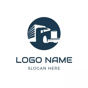 引越し　ロゴ Blue Circle and Abstract Truck logo design