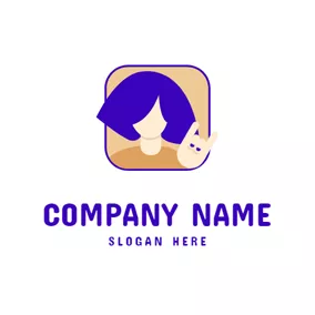 ヒップスターのロゴ Blue Hair and Hipster logo design