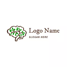 脳ロゴ Brown and Green Brain logo design