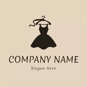 衣類のロゴ Coat Hanger and Black Skirt logo design