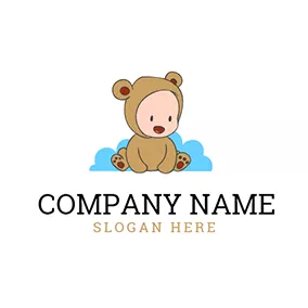 衣類のロゴ Coffee Clothing and Cute Child logo design