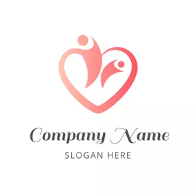 家族のロゴ Family and Red Heart logo design