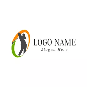 再生ロゴ Golf Player and Golf Clubs logo design