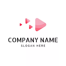 再生ロゴ Red and Pink Play Button logo design