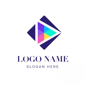 再生ロゴ Square and Colorful Play Button logo design