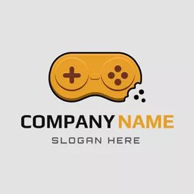 アート＆エンターテイメントロゴ Yellow Gamepad and Biscuits logo design