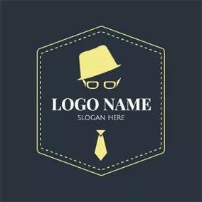 ヒップスターのロゴ Yellow Hexagon and Hipster Icon logo design