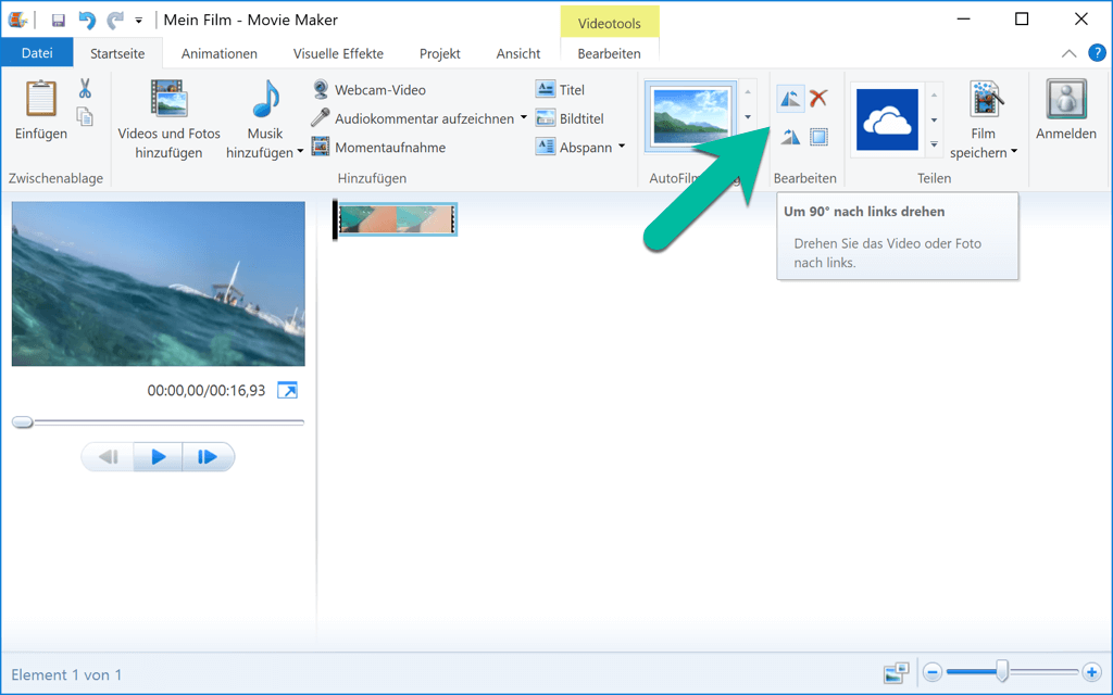 Windows Movie Maker Video drehen