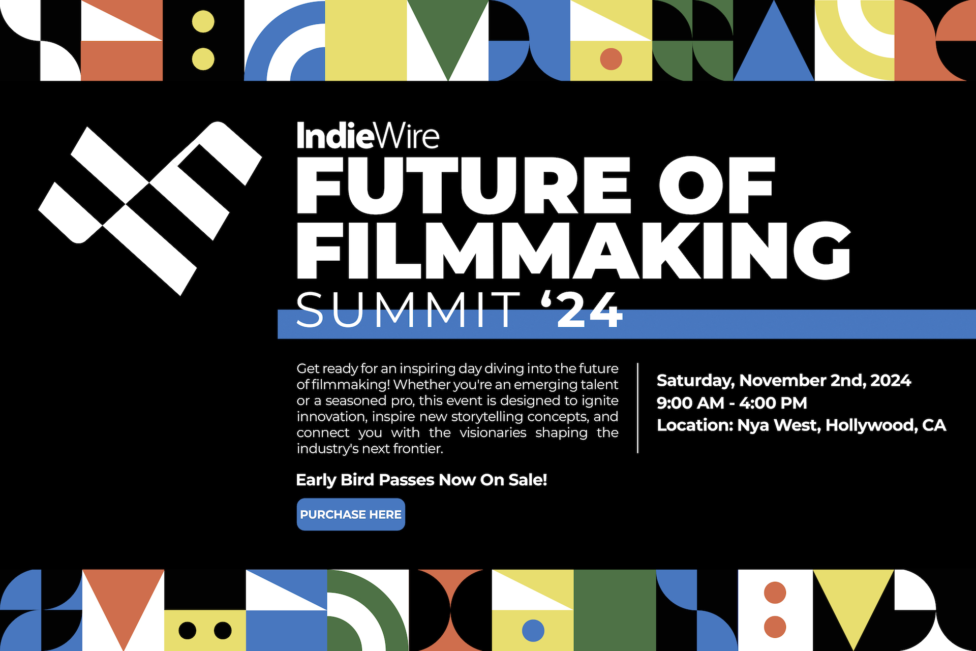 IndieWire's Future of Filmmaking summit details - event takes place November 2, with early bird tickets available now for the all-day event for $125