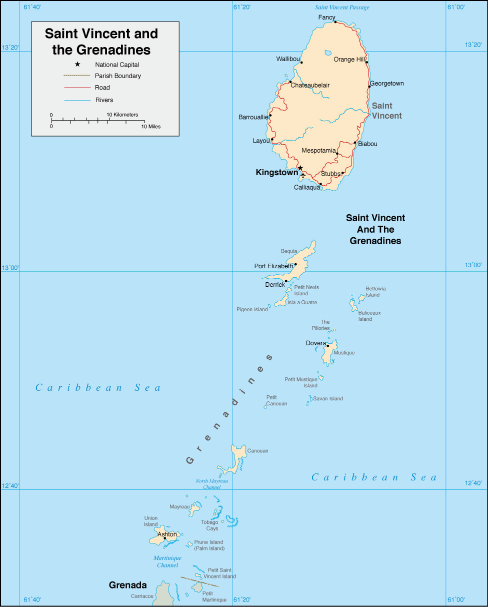 聖文森特和格林納丁斯位置