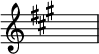   {
\override Score.TimeSignature #'stencil = ##f
\relative c' {
  \clef treble \key a \major
  s1
} }
