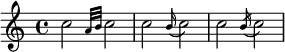 
\relative c'' {
c2 \grace { a32 b } c2
c2 \appoggiatura b16 c2
c2 \acciaccatura b16 c2
}
