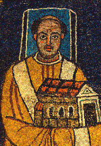 Svatý Paschal I. s palliem a v solideu na mozaice v apsidě římské bazilky sv. Praxedy. Modrý čtverec (typ svatozáře) za jeho hlavou znázorňuje, že byl považován za světce již za svého života a mozaika tudíž pochází z doby, kdy byl naživu.