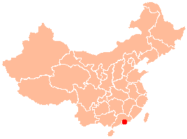 Lage von Hongkong innerhalb Chinas