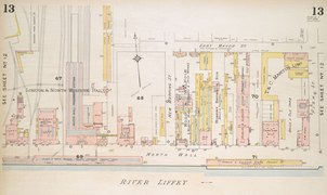 Insurance Plan of the City of Dublin from the 19th century showing the industrial businesses operating from the area