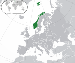 ヨーロッパにおけるノルウェーの地図