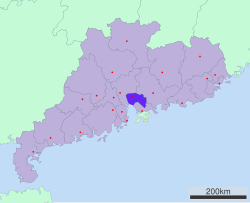 Location o Dongguan in Guangdong