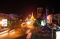 Centro di Yangon di notte