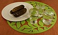 Image 7Clear vodka served with pickled cucumber – the usual way of consuming it in Slavic countries of the so-called "vodka belt". (from List of national drinks)