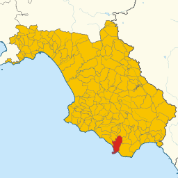 Kommunens läge i Salerno
