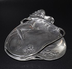 Jugendstil pewter dish by WMF, design no. 232 (c. 1906)