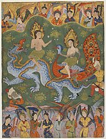 Adam and Eve from a copy of the Falnama (Book of Omens) ascribed to Ja'far al-Sadiq, c. 1550, Safavid dynasty, Iran