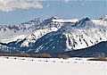 Cirque Mountain centered, Teakettle (left), Blaine Peak (right). From NW.