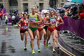 Deelneemsters aan de marathon op de Olympische Spelen 2012 te Londen