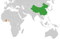 Map indicating locations of China and Ghana