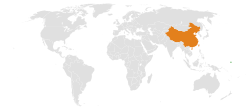 Map indicating locations of China and Nauru
