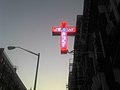 Image 11A 'Jesus Saves' neon cross sign outside of a Protestant church in New York City (from Salvation in Christianity)