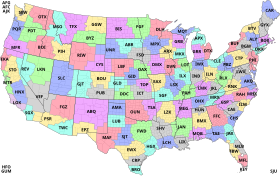 Bureaux de prévisions du NWS dans les États-Unis contigus.