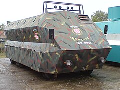 A Croatian improvised infantry fighting vehicle during the Croatian War of Independence 1991–1995.