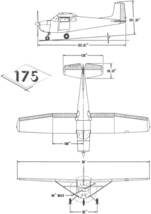 3-view line drawing of the Cessna 175