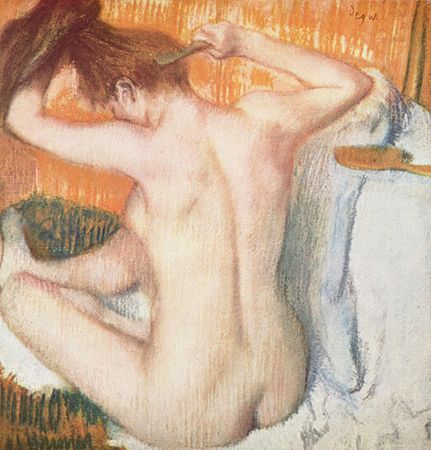 《梳緊頭嘅女人》（法文：La Toilette） 德加（Edgar Degas），1885 年