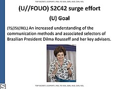 Spying effort against Dilma Rousseff and her advisers.