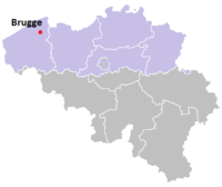 Kart over Brugge i Belgia